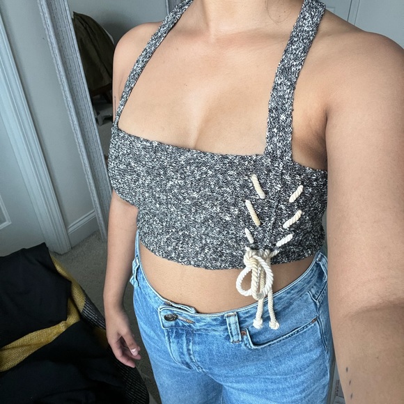 Knit Crop Tank, Small, Roberto Collina, tie rope detail - Picture 2 of 10